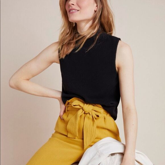 Anthropologie Sweaters - Anthropologie Women's M Black Sleeveless Mock Turtleneck Sweater